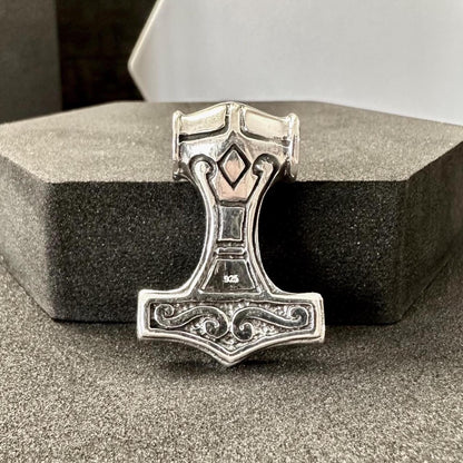 Handcrafted 925 Sterling Silver Thor's Hammer Pendant Viking Odinson Mjolnir Celtic Pendant/Necklace Silver Jewelry Accessory Gift by VINTZ
