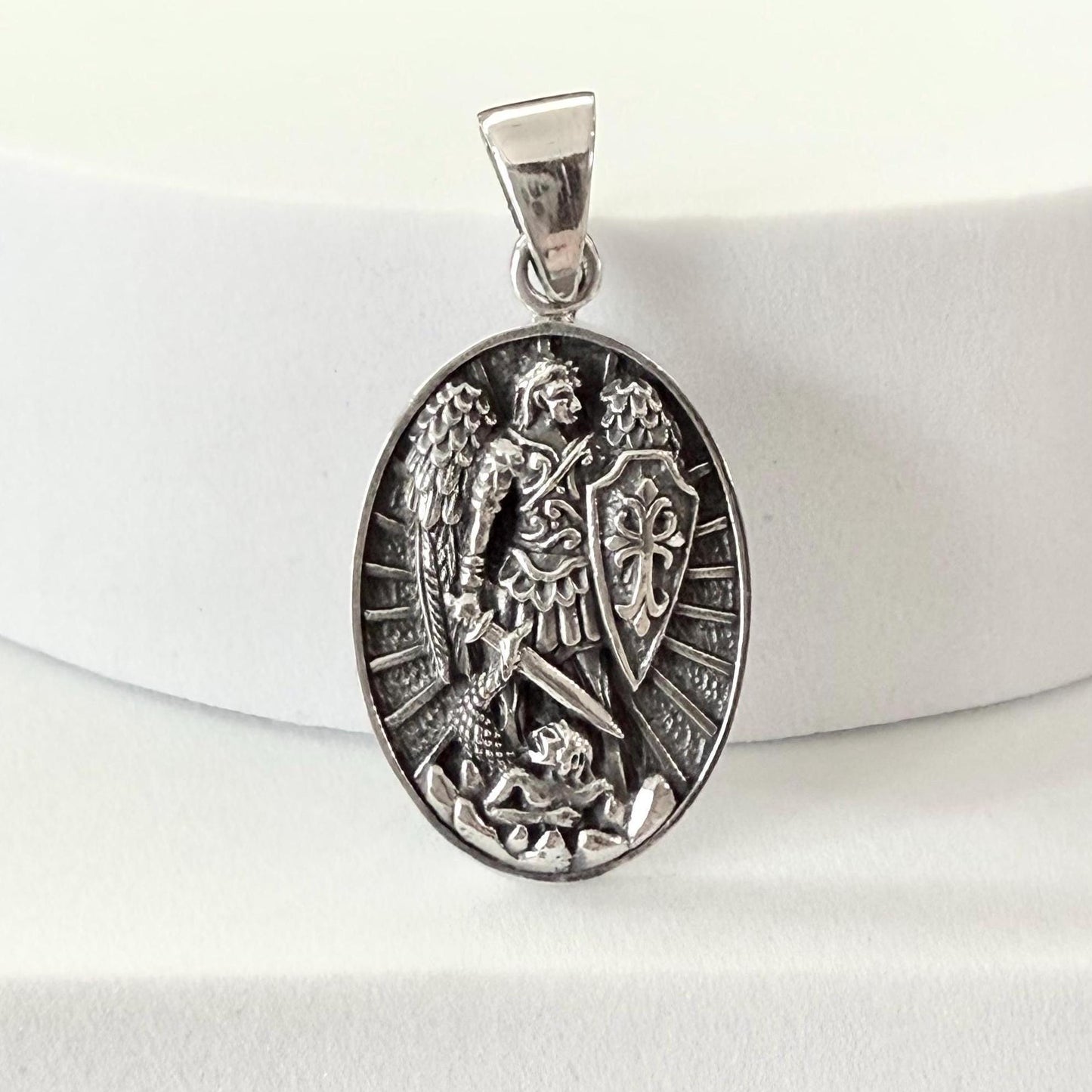 Handcrafted 925 Sterling Silver The Archangel Pendant Saint Michael Christian Guardian Angelo Amulet Pendant/Necklace Jewelry Gift by VINTZ