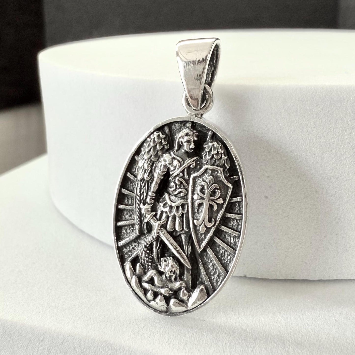 Handcrafted 925 Sterling Silver The Archangel Pendant Saint Michael Christian Guardian Angelo Amulet Pendant/Necklace Jewelry Gift by VINTZ