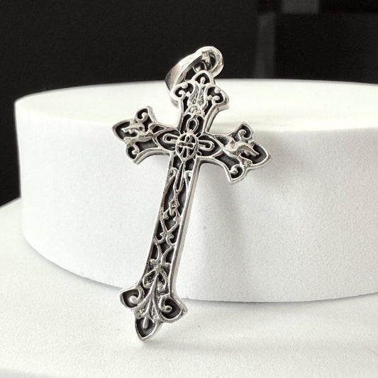 Handcrafted 925 Sterling Silver Cross Pendant Christian God Jesus Christ Crucifix Pendant/Necklace Silver Jewelry Accessories Gift by VINTZ