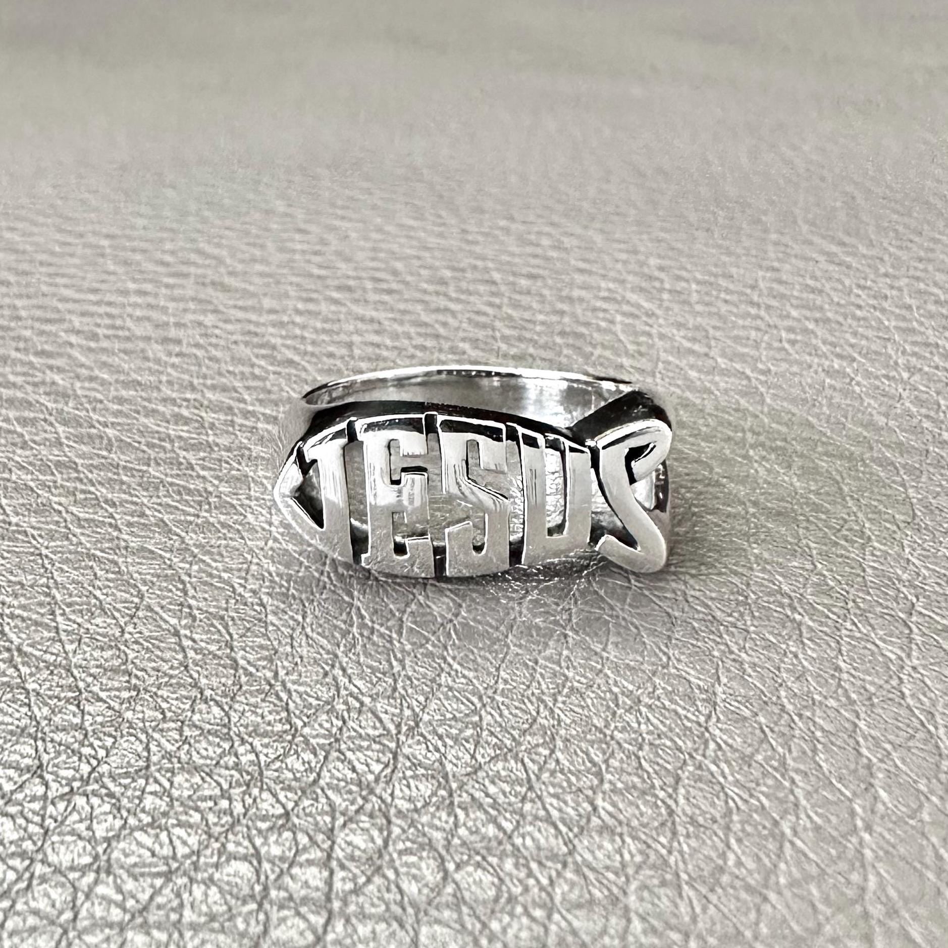 Handcrafted 925 Sterling Silver Jesus Fish Ring Ichthys Christian Christ Symbol Son of God Ring Silver Jewelry Accessories Gift by VINTZ