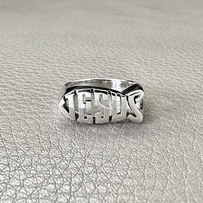 Handcrafted 925 Sterling Silver Jesus Fish Ring Ichthys Christian Christ Symbol Son of God Ring Silver Jewelry Accessories Gift by VINTZ