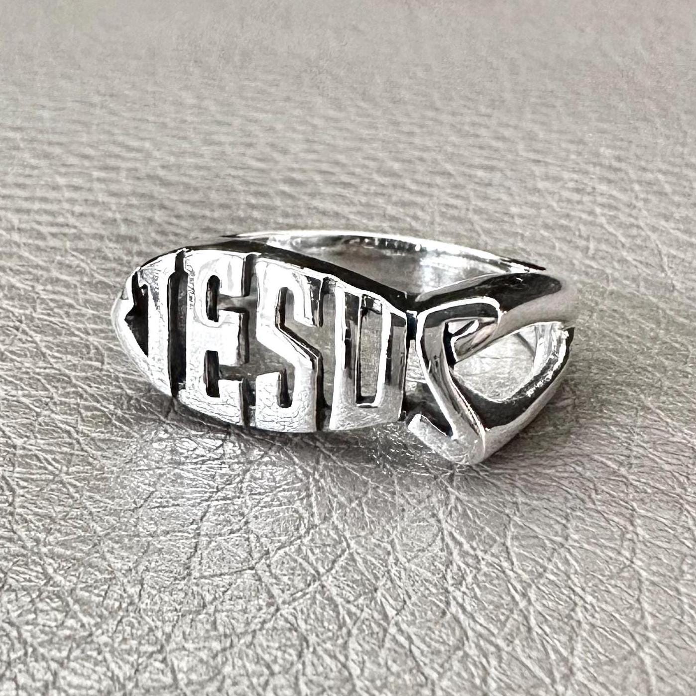 Handcrafted 925 Sterling Silver Jesus Fish Ring Ichthys Christian Christ Symbol Son of God Ring Silver Jewelry Accessories Gift by VINTZ