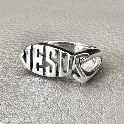 Handcrafted 925 Sterling Silver Jesus Fish Ring Ichthys Christian Christ Symbol Son of God Ring Silver Jewelry Accessories Gift by VINTZ