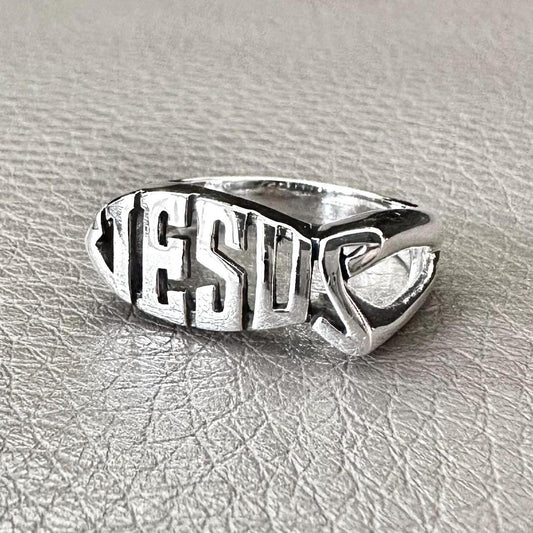 Handcrafted 925 Sterling Silver Jesus Fish Ring Ichthys Christian Christ Symbol Son of God Ring Silver Jewelry Accessories Gift by VINTZ