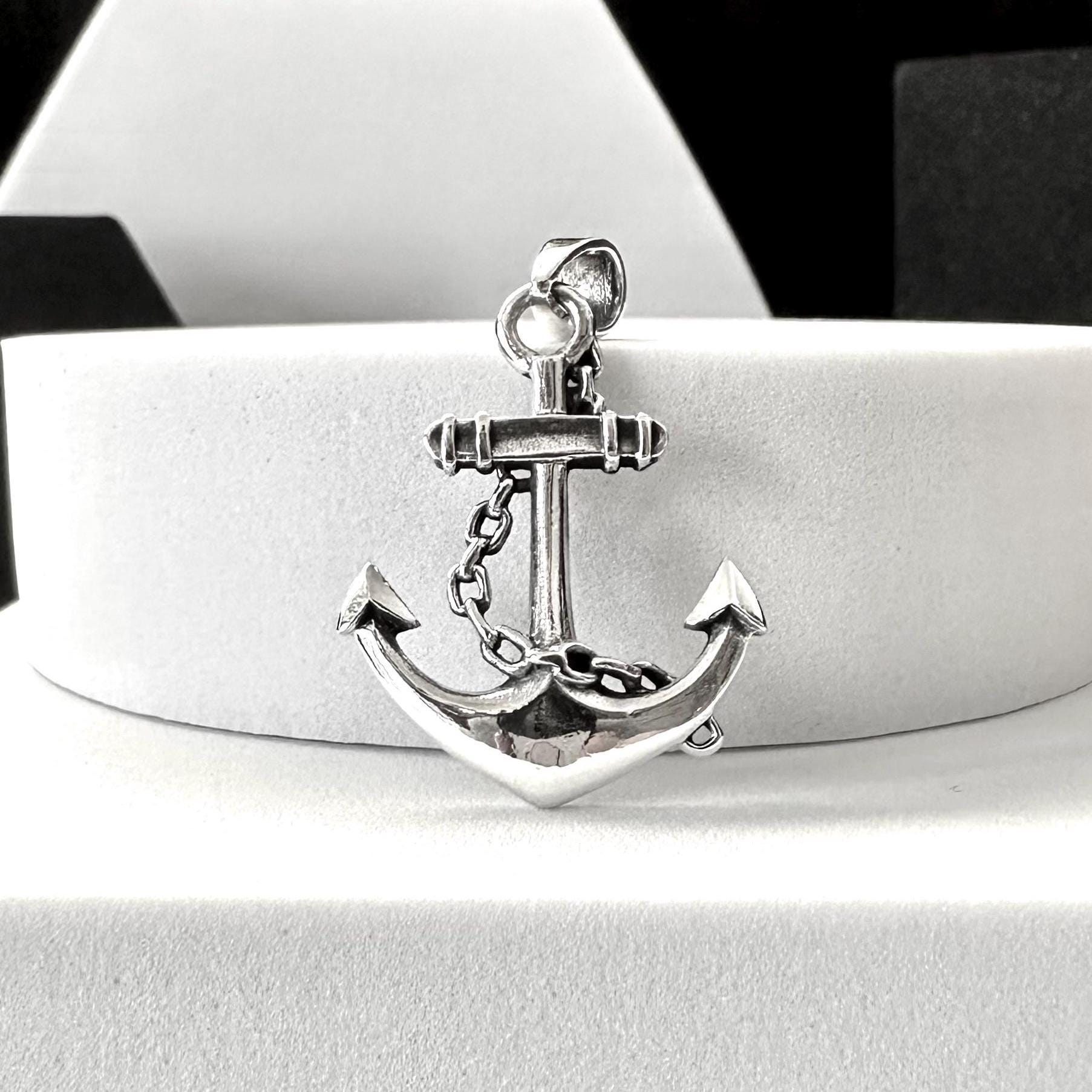 Handcrafted 925 Sterling Silver Anchor Pendant Pirate Punk Anchor Sailor Amulet Pendant/Necklace Silver Jewelry Accessories Gift by VINTZ