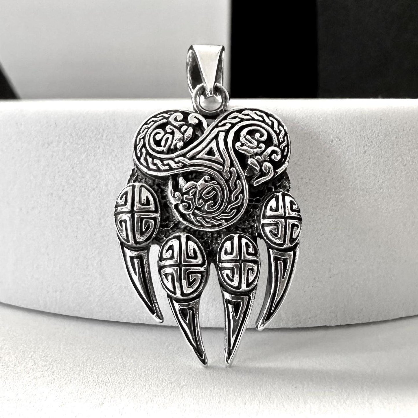 Handcrafted 925 Sterling Silver Bear Paw Pendant Viking Berserker Impress of Veles Bear Fist Pendant/Necklace Silver Jewelry Gift by VINTZ