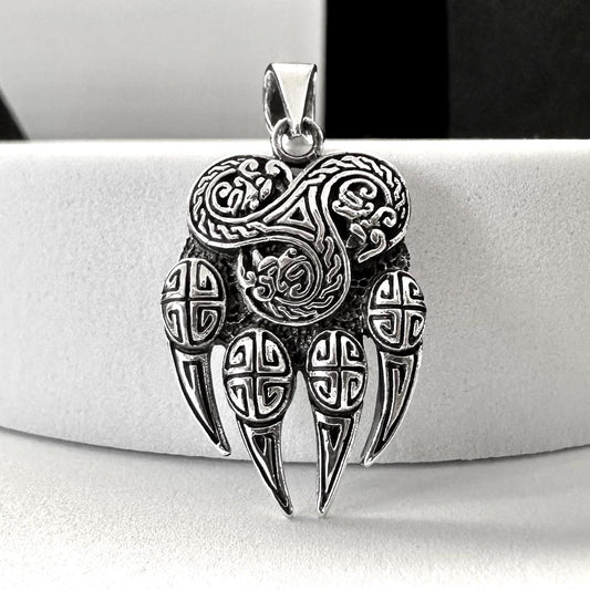 Handcrafted 925 Sterling Silver Bear Paw Pendant Viking Berserker Impress of Veles Bear Fist Pendant/Necklace Silver Jewelry Gift by VINTZ
