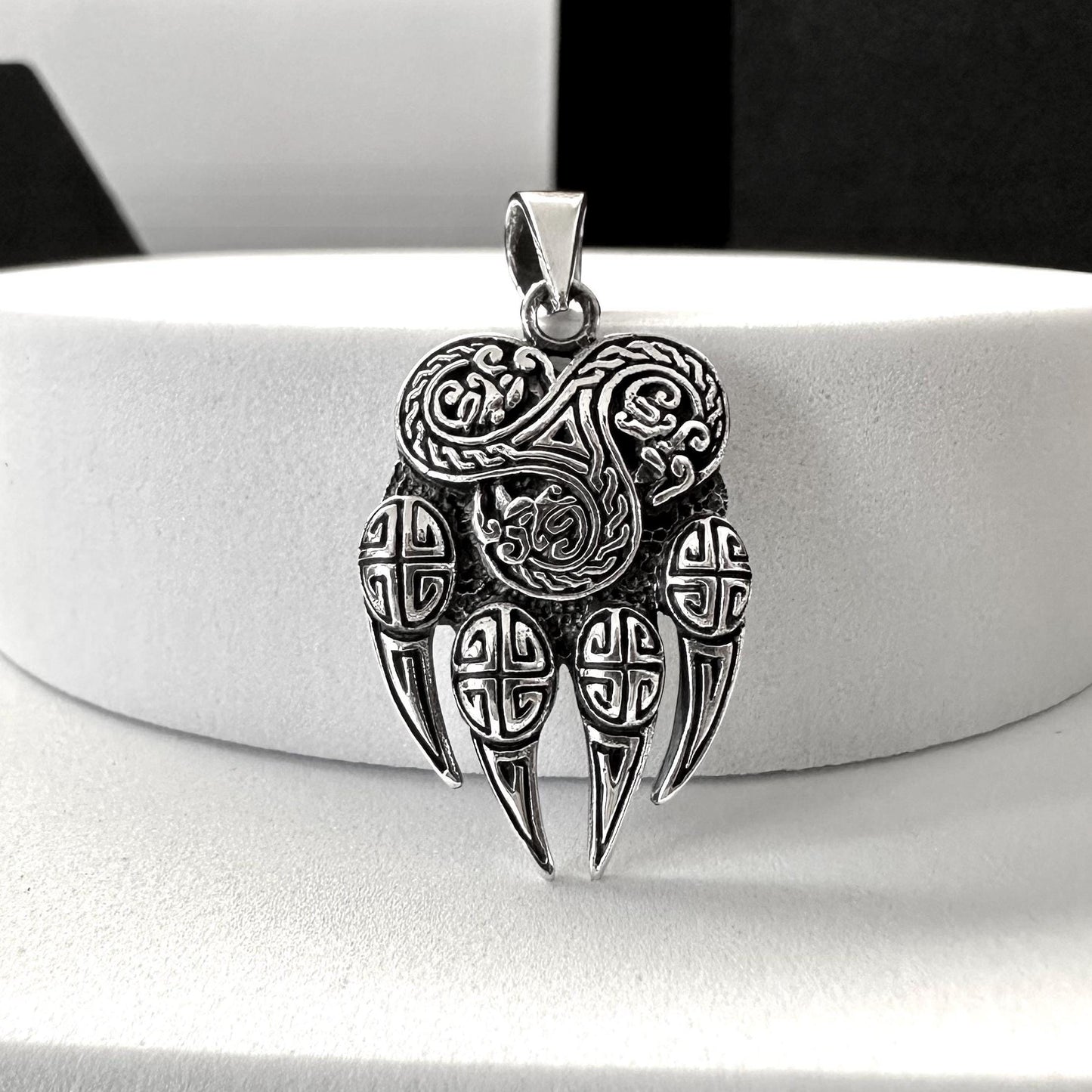 Handcrafted 925 Sterling Silver Bear Paw Pendant Viking Berserker Impress of Veles Bear Fist Pendant/Necklace Silver Jewelry Gift by VINTZ