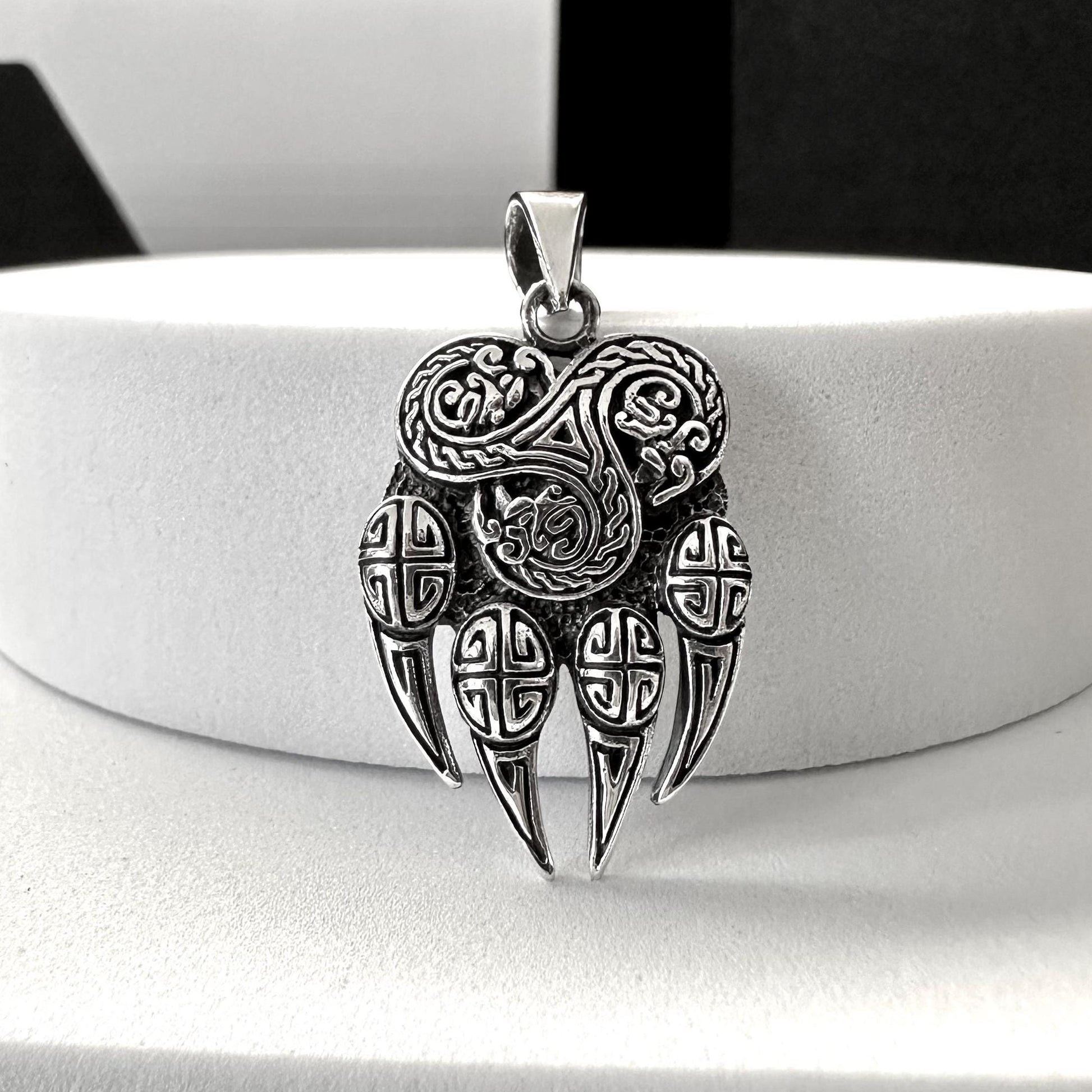 Handcrafted 925 Sterling Silver Bear Paw Pendant Viking Berserker Impress of Veles Bear Fist Pendant/Necklace Silver Jewelry Gift by VINTZ