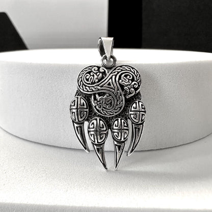 Handcrafted 925 Sterling Silver Bear Paw Pendant Viking Berserker Impress of Veles Bear Fist Pendant/Necklace Silver Jewelry Gift by VINTZ