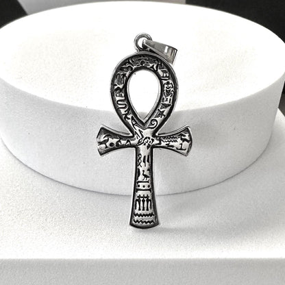 Handcrafted 925 Sterling Silver Ankh Pendant Egyptian Cross Ankh Key of Life Amulet Pendant/Necklace Silver Accessories Gift by VINTZ