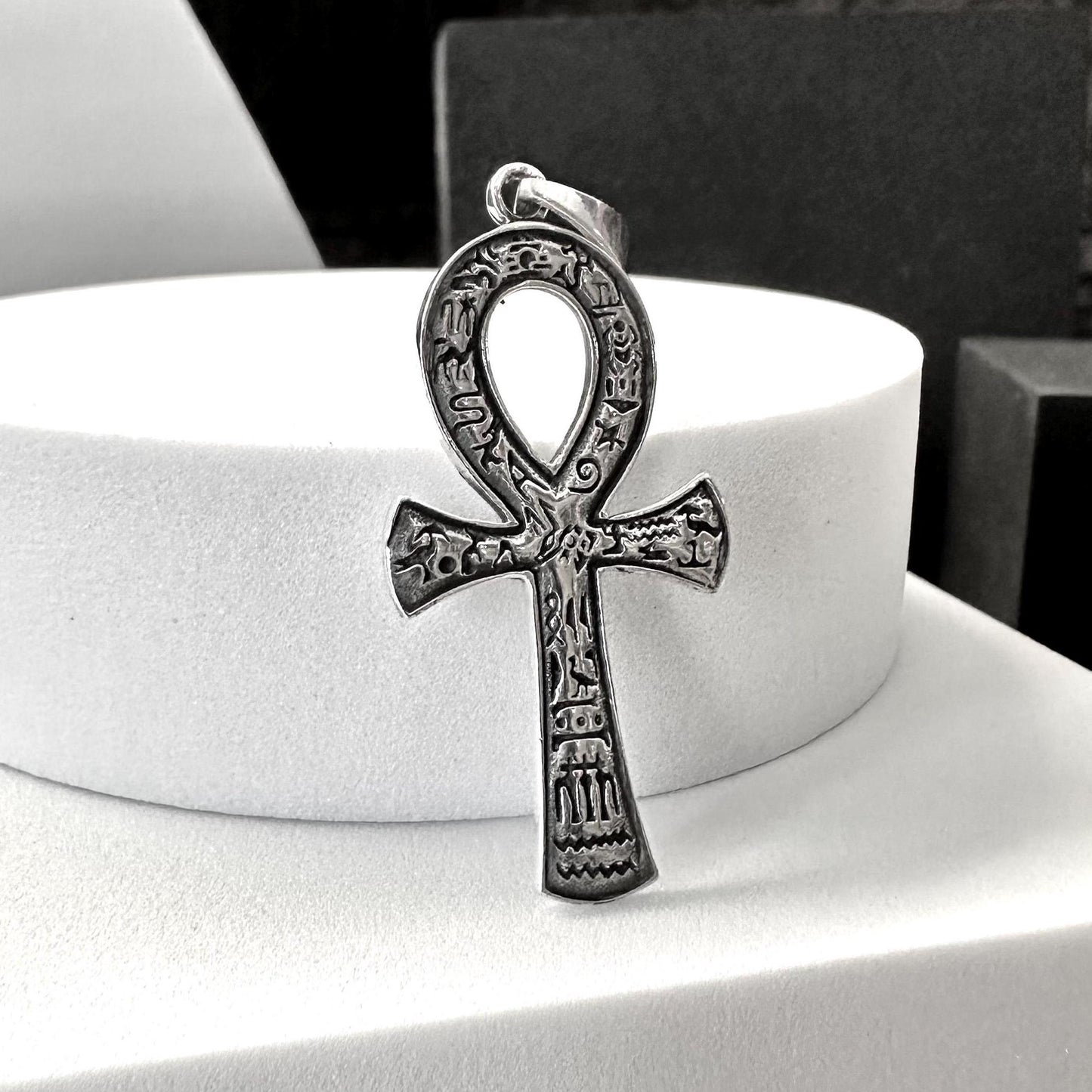 Handcrafted 925 Sterling Silver Ankh Pendant Egyptian Cross Ankh Key of Life Amulet Pendant/Necklace Silver Accessories Gift by VINTZ