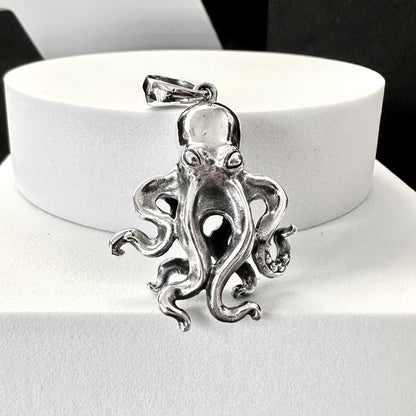 Handcrafted 925 Sterling Silver Octopus Pendant Kraken Sea Monster Pendant/Necklace Silver Jewelry Fashion Animal Accessories Gift by VINTZ