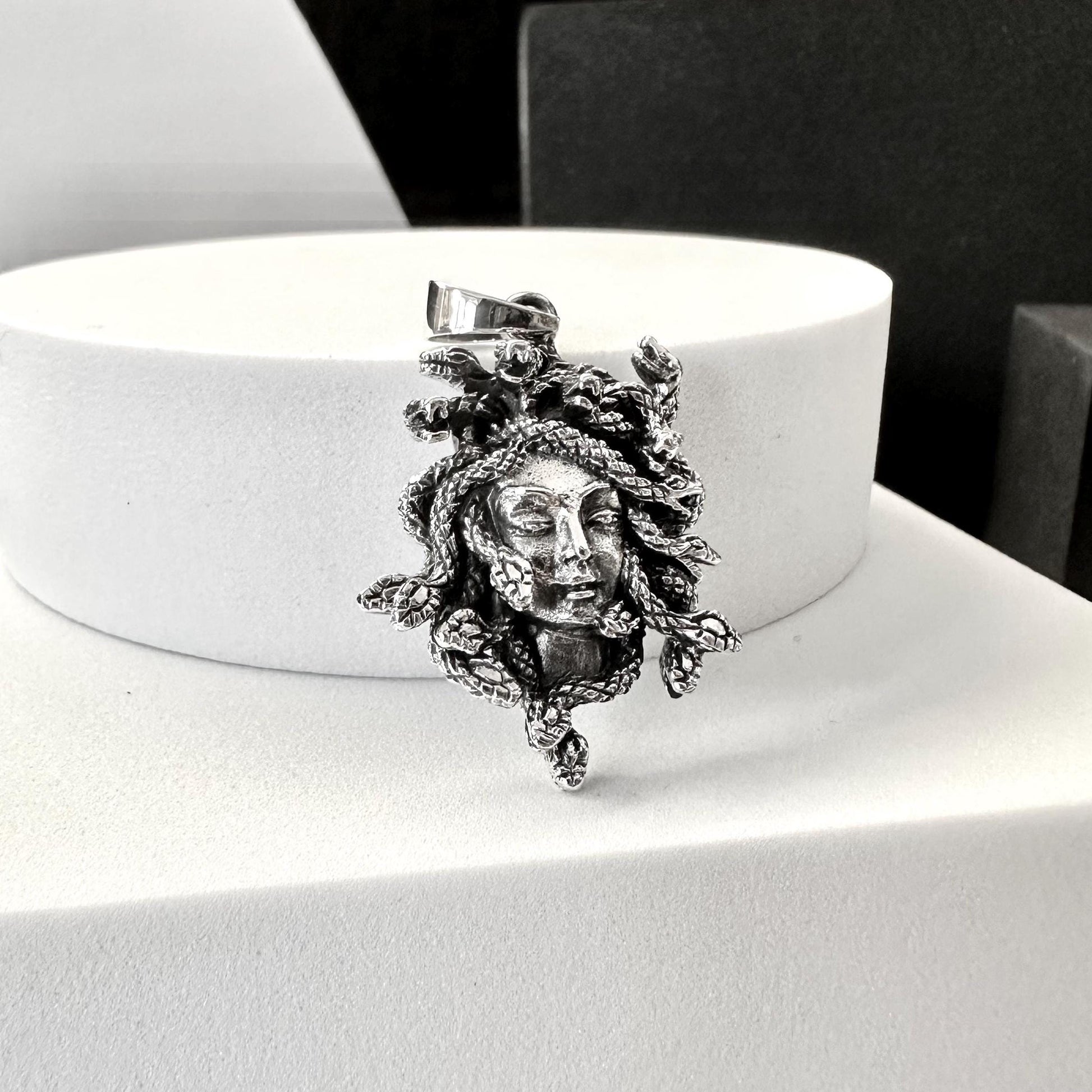 Handcrafted 925 Sterling Silver Medusa Pendant Greek Gods Mythology Medusa Snake Head Women Pendant/Necklace Silver Accessory Gift by VINTZ