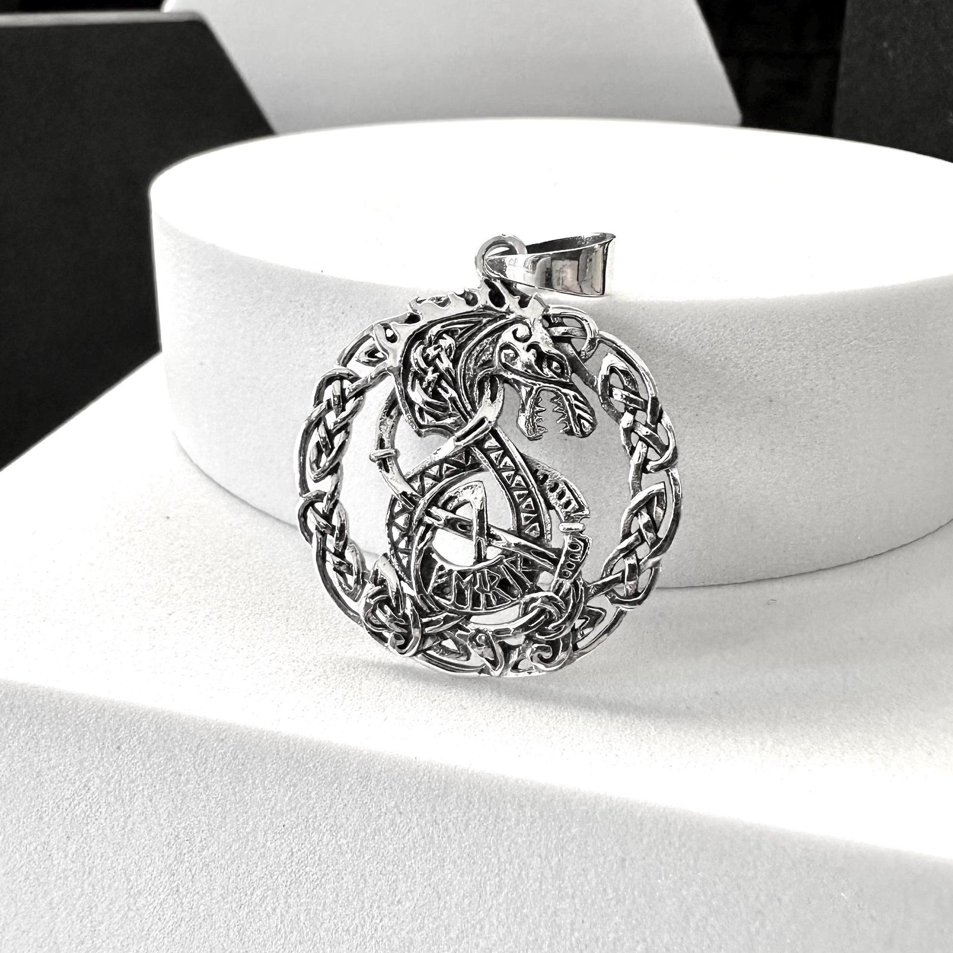 Handcrafted 925 Sterling Silver Dragon Pendant Mythical Monster Viking Celtic Dragon Pendant/Necklace Silver Jewelry Accessory Gift by VINTZ