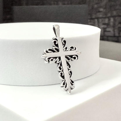 Handcrafted 925 Sterling Silver Cross Pendant Christian Jesus Christ Crucifix Pendant/Necklace Silver Jewelry Accessories Gift by VINTZ