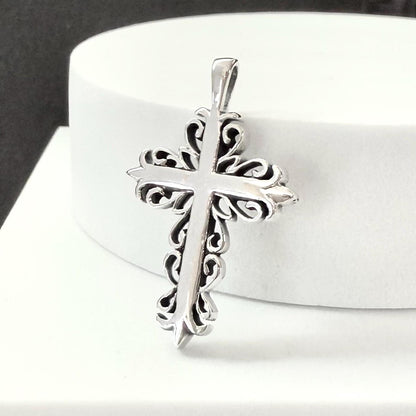 Handcrafted 925 Sterling Silver Cross Pendant Christian Jesus Christ Crucifix Pendant/Necklace Silver Jewelry Accessories Gift by VINTZ