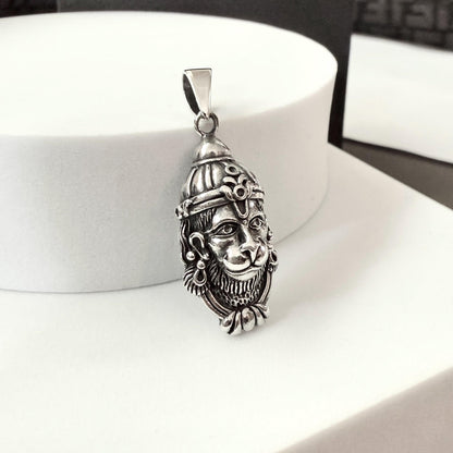 Handcrafted 925 Sterling Silver Hanuman Pendant Lord Maruti Ramayana Hindi Deity Monkey God Pendant/Necklace Silver Jewelry Gift by VINTZ