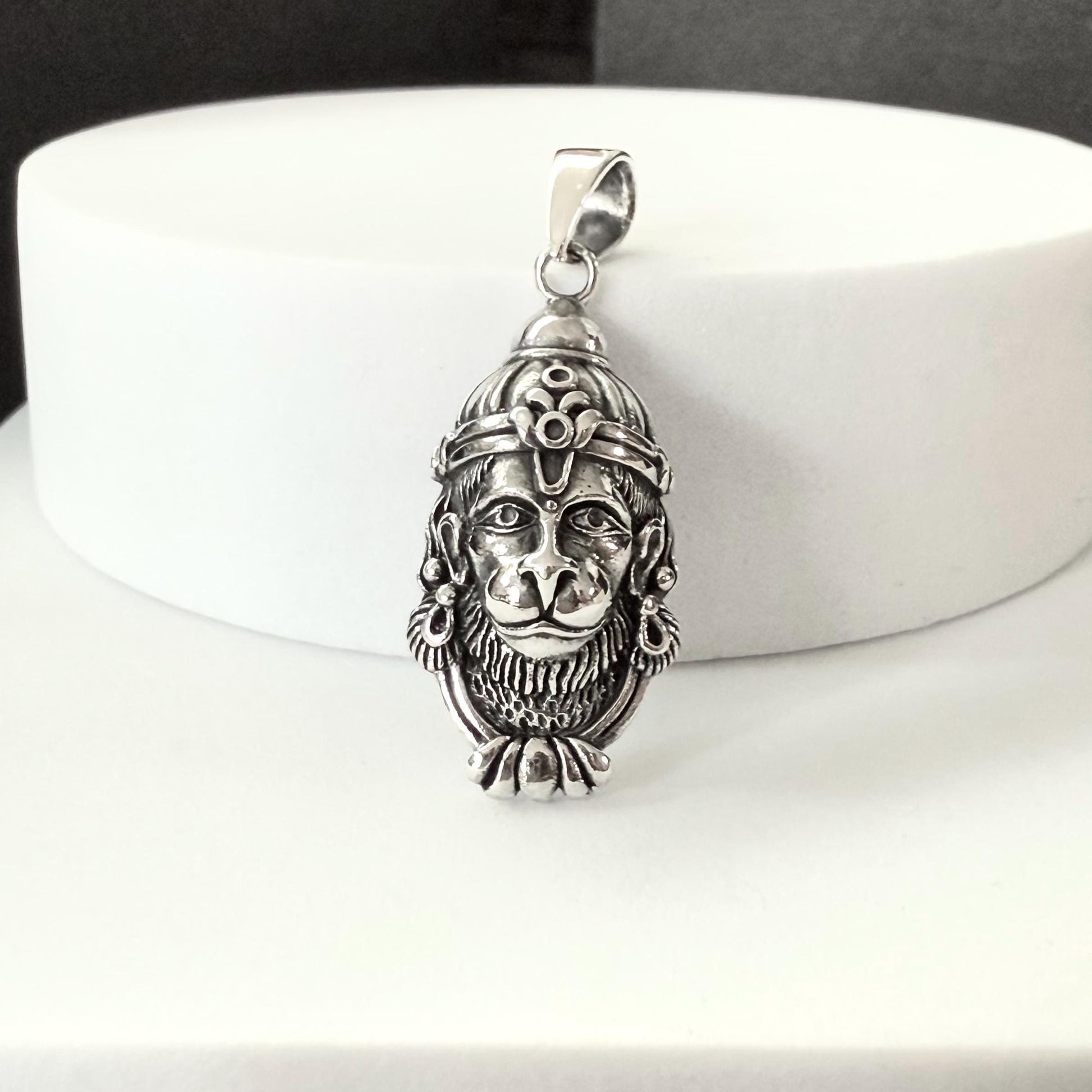 Handcrafted 925 Sterling Silver Hanuman Pendant Lord Maruti Ramayana Hindi Deity Monkey God Pendant/Necklace Silver Jewelry Gift by VINTZ