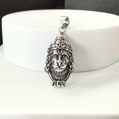 Handcrafted 925 Sterling Silver Hanuman Pendant Lord Maruti Ramayana Hindi Deity Monkey God Pendant/Necklace Silver Jewelry Gift by VINTZ
