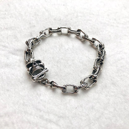 Skull Punk Skeleton Gothic Biker Chain Bracelet