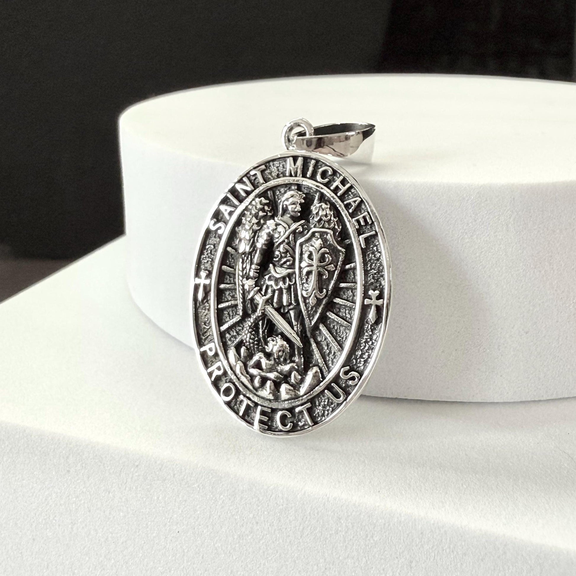 Handcrafted 925 Sterling Silver The Archangel Pendant Saint Michael Christian Guardian Angelo Amulet Pendant/Necklace Jewelry Gift by VINTZ
