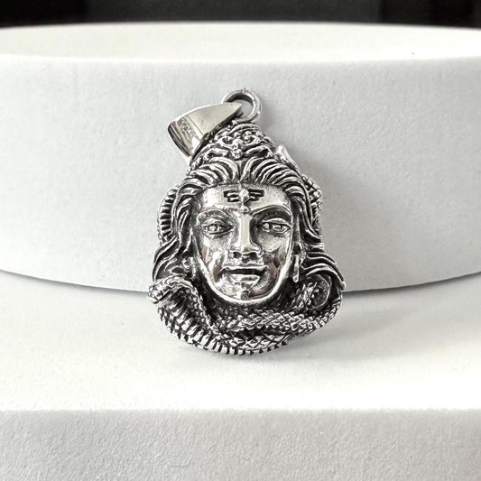 Handcrafted 925 Sterling Silver Shiva Pendant Hinduism God Trimurti Mahadeva Hindi Deity Pendant/Necklace Silver Accessories Gift by VINTZ
