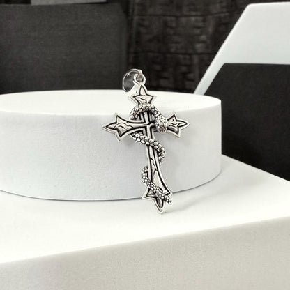 Handcrafted 925 Sterling Silver Cross Pendant Christian God Jesus Christ Crucifix Snake Pendant/Necklace Jewelry Accessories Gift by VINTZ