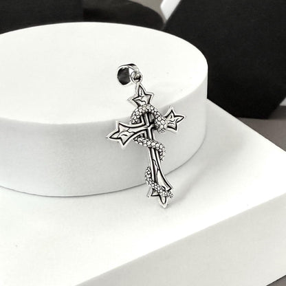 Handcrafted 925 Sterling Silver Cross Pendant Christian God Jesus Christ Crucifix Snake Pendant/Necklace Jewelry Accessories Gift by VINTZ