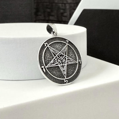 Handcrafted 925 Sterling Silver Baphomet Sigil Pendant Goat Head Pentagram Gothic Pendant/Necklace Silver Jewelry Accessories Gift by VINTZ