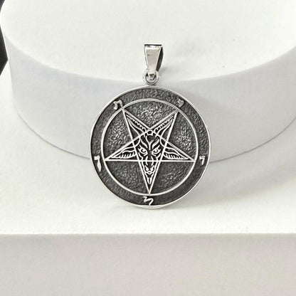 Handcrafted 925 Sterling Silver Baphomet Sigil Pendant Goat Head Pentagram Gothic Pendant/Necklace Silver Jewelry Accessories Gift by VINTZ