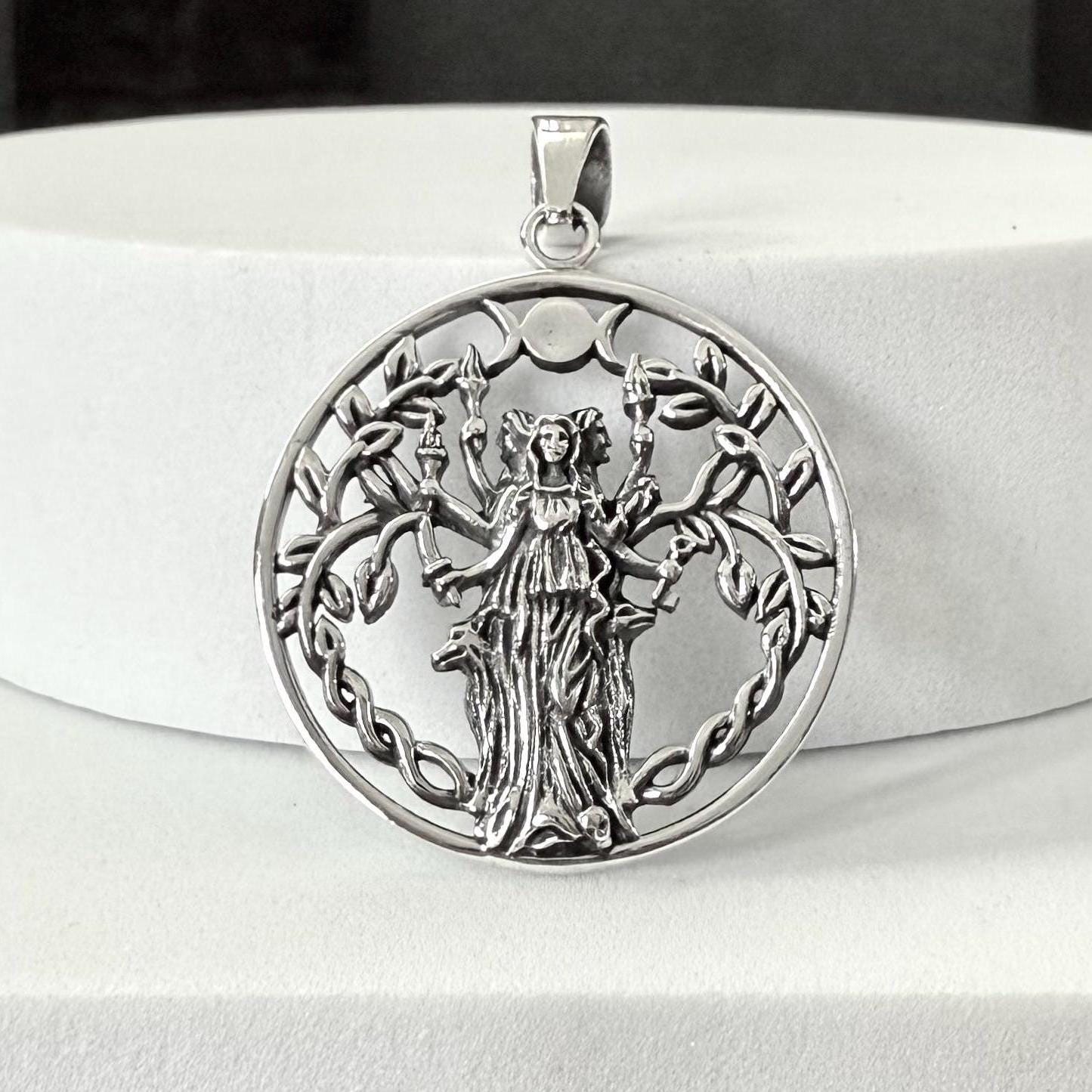 Handcrafted 925 Sterling Silver Moon Goddess Pendant Luna Deities Crescent Moon Goddess Wiccan Pendant/Necklace Silver Jewelry Gift by VINTZ