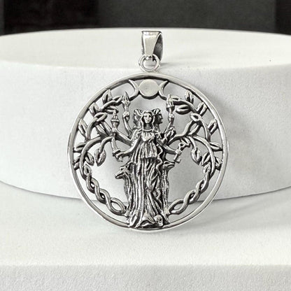 Handcrafted 925 Sterling Silver Moon Goddess Pendant Luna Deities Crescent Moon Goddess Wiccan Pendant/Necklace Silver Jewelry Gift by VINTZ