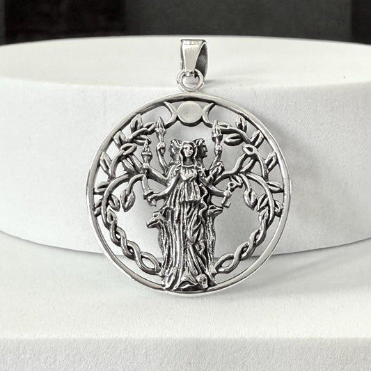 Handcrafted 925 Sterling Silver Moon Goddess Pendant Luna Deities Crescent Moon Goddess Wiccan Pendant/Necklace Silver Jewelry Gift by VINTZ