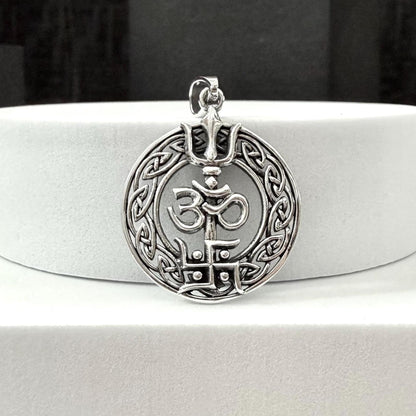 Handcrafted 925 Sterling Silver Ohm/Om Pendant Buddhism Hindi Yoga Talisman Swastika Pendant/Necklace Silver Jewelry Accessory Gift by VINTZ