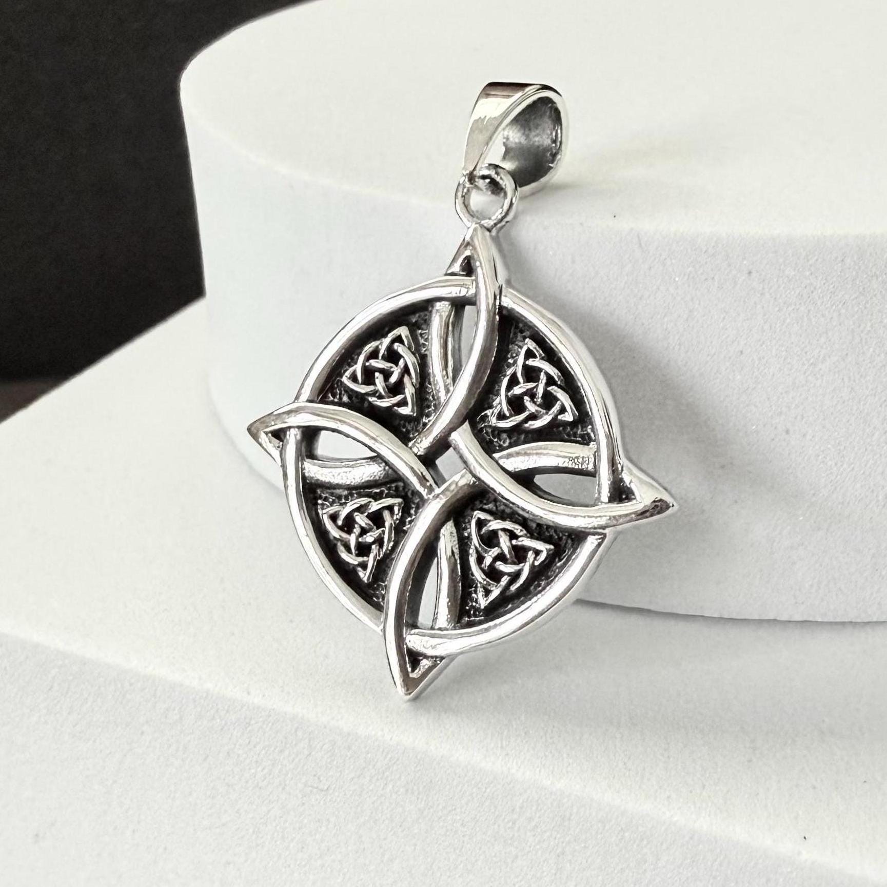 Handcrafted 925 Sterling Silver Witch's Knot Pendant Magic Celtic Knot Triquetra Wiccan Pendant/Necklace Jewelry Accessories Gift by VINTZ