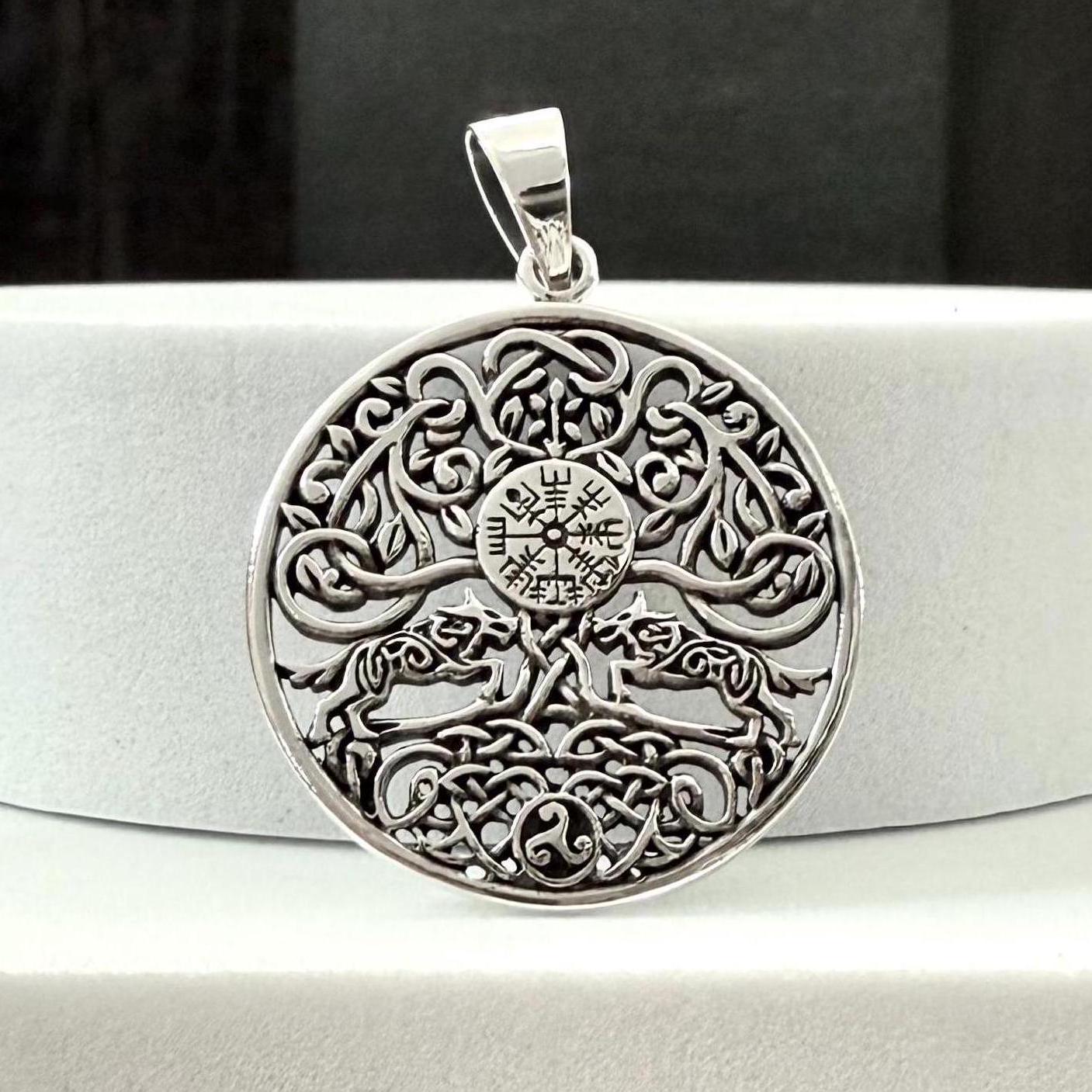 Handcrafted 925 Sterling Silver Tree of Life Pendant Viking Yggdrasil Celtic World Tree Vegvisir Pendant/Necklace Accessories Gift by VINTZ