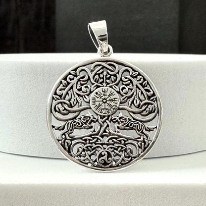 Handcrafted 925 Sterling Silver Tree of Life Pendant Viking Yggdrasil Celtic World Tree Vegvisir Pendant/Necklace Accessories Gift by VINTZ