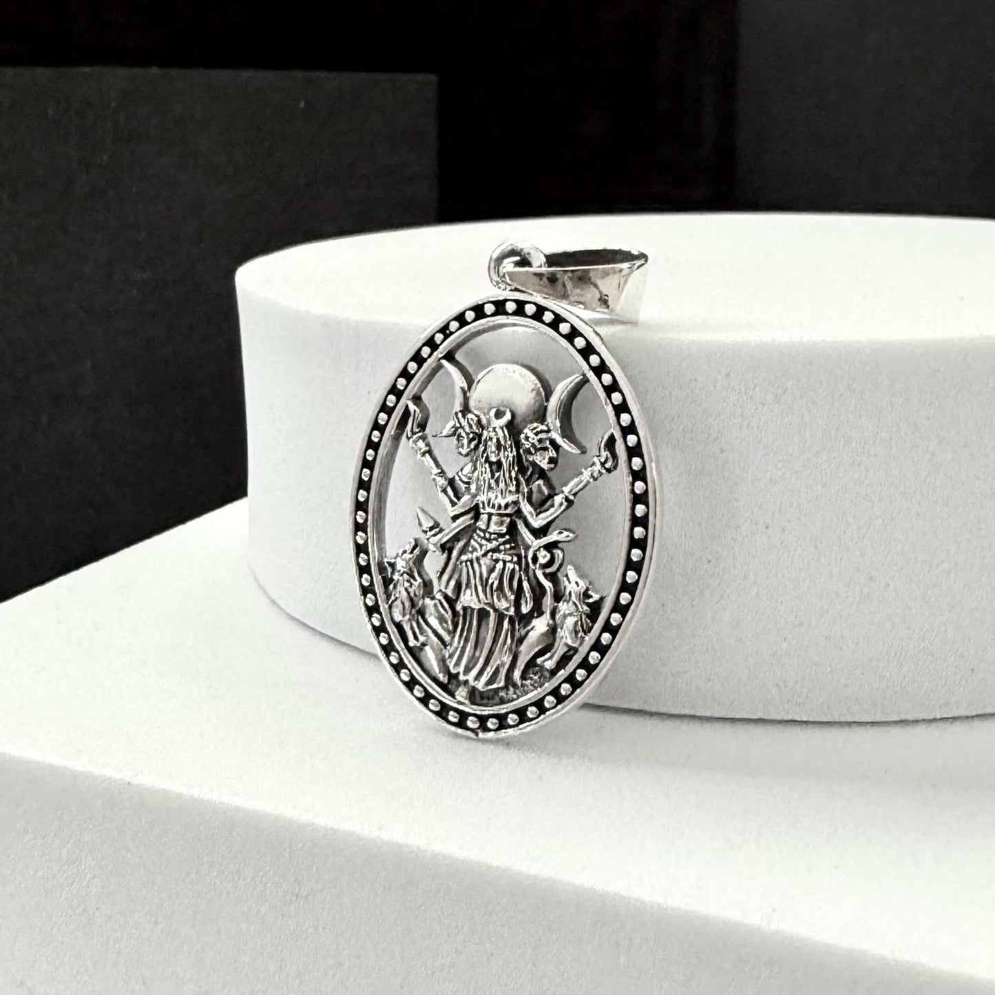 Handcrafted 925 Sterling Silver Moon Goddess Pendant Luna Deities Crescent Moon Goddess Wiccan Pendant/Necklace Silver Jewelry Gift by VINTZ