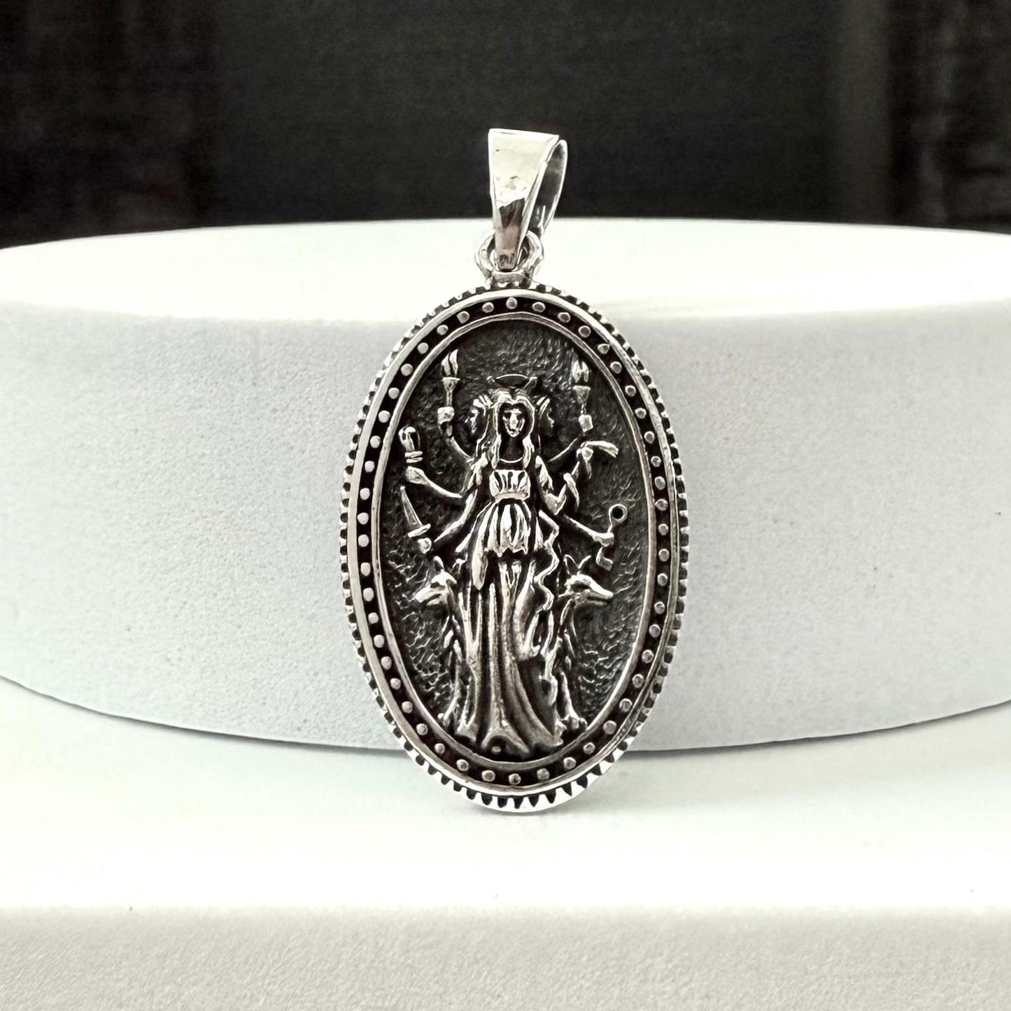 Handcrafted 925 Sterling Silver Triple Moon Goddess Pendant Luna Deities Crescent Moon Goddess Wiccan Pendant/Necklace Jewelry Gift by VINTZ