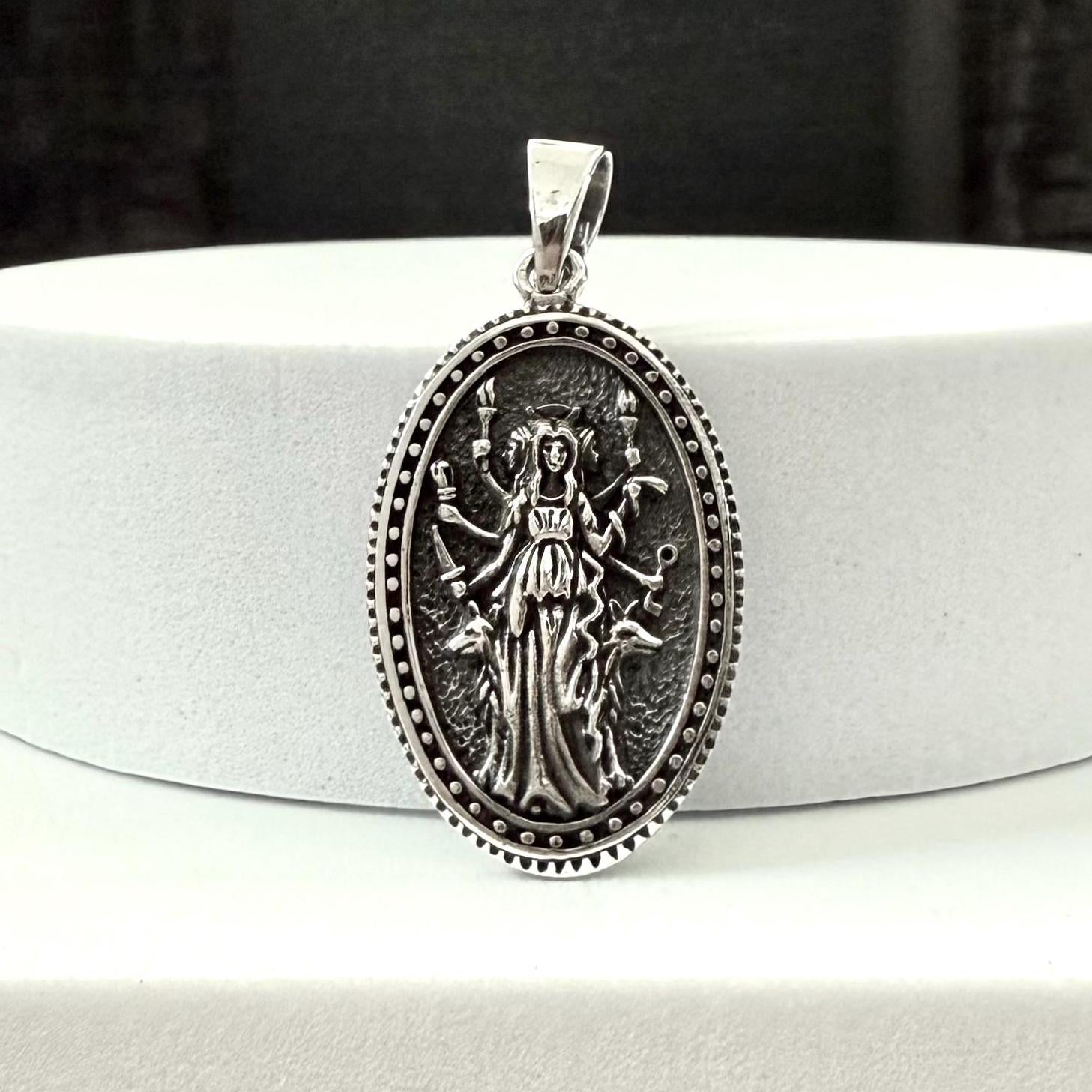 Handcrafted 925 Sterling Silver Triple Moon Goddess Pendant Luna Deities Crescent Moon Goddess Wiccan Pendant/Necklace Jewelry Gift by VINTZ