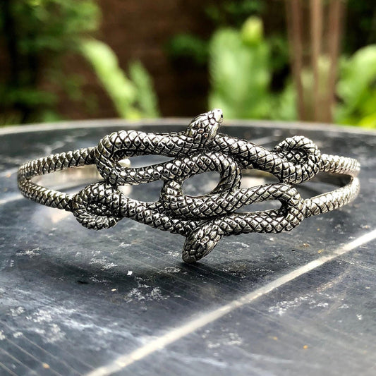 Bohemian Snake Black Mamba Serpent Cuff Bracelet