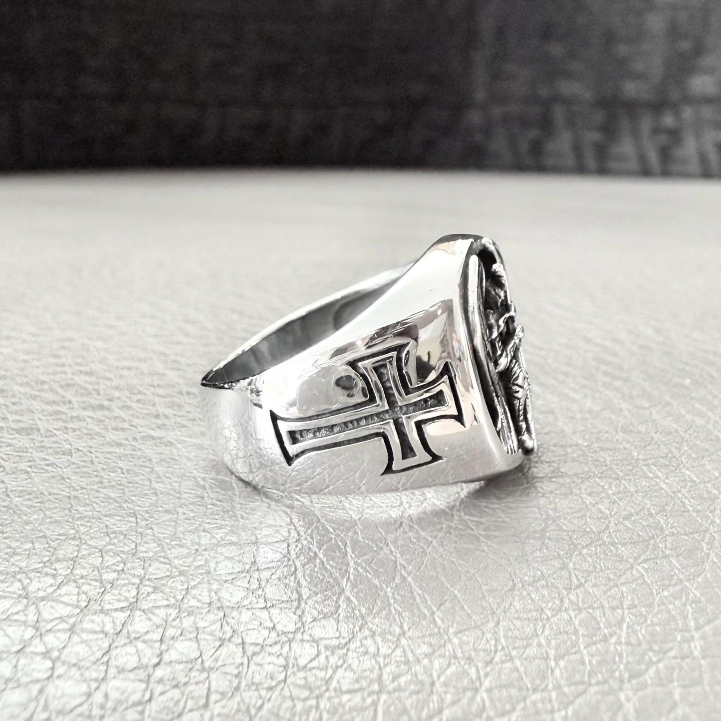 Handcrafted 925 Sterling Silver Archangel Ring Saint Michael Guardian Angel Christian Knight Amulet Ring Silver Jewelry Accessories by VINTZ