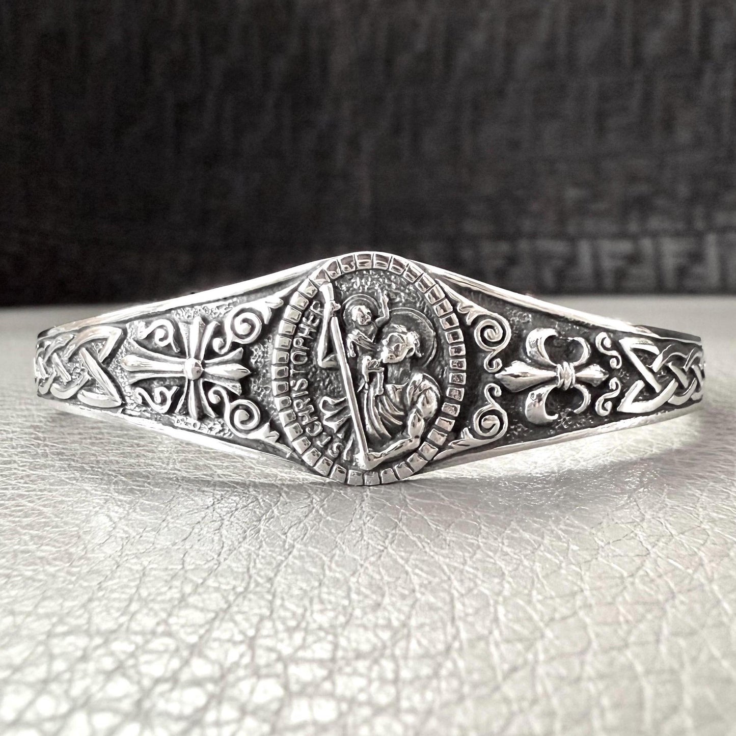 Handcrafted 925 Sterling Silver Saint Christopher Bracelet Christian Patron Saint Amulet Talisman Bracelet Silver Jewelry Gift by VINTZ