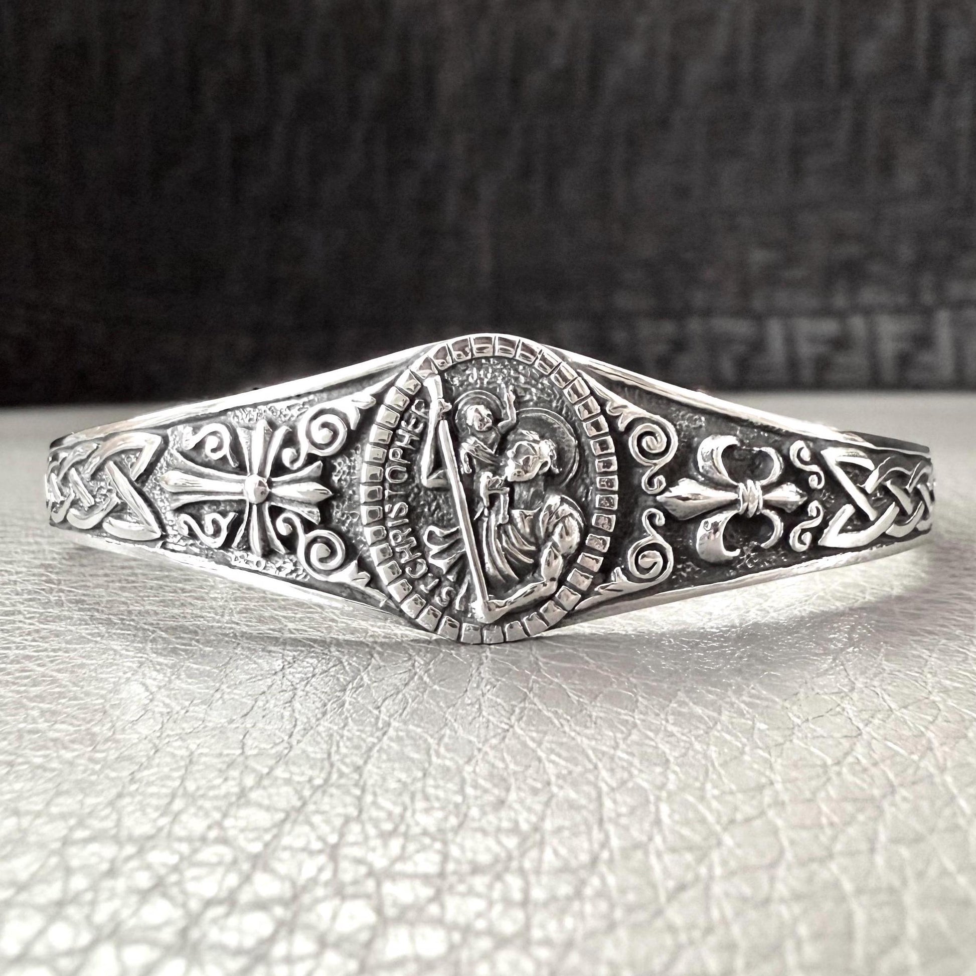 Handcrafted 925 Sterling Silver Saint Christopher Bracelet Christian Patron Saint Amulet Talisman Bracelet Silver Jewelry Gift by VINTZ