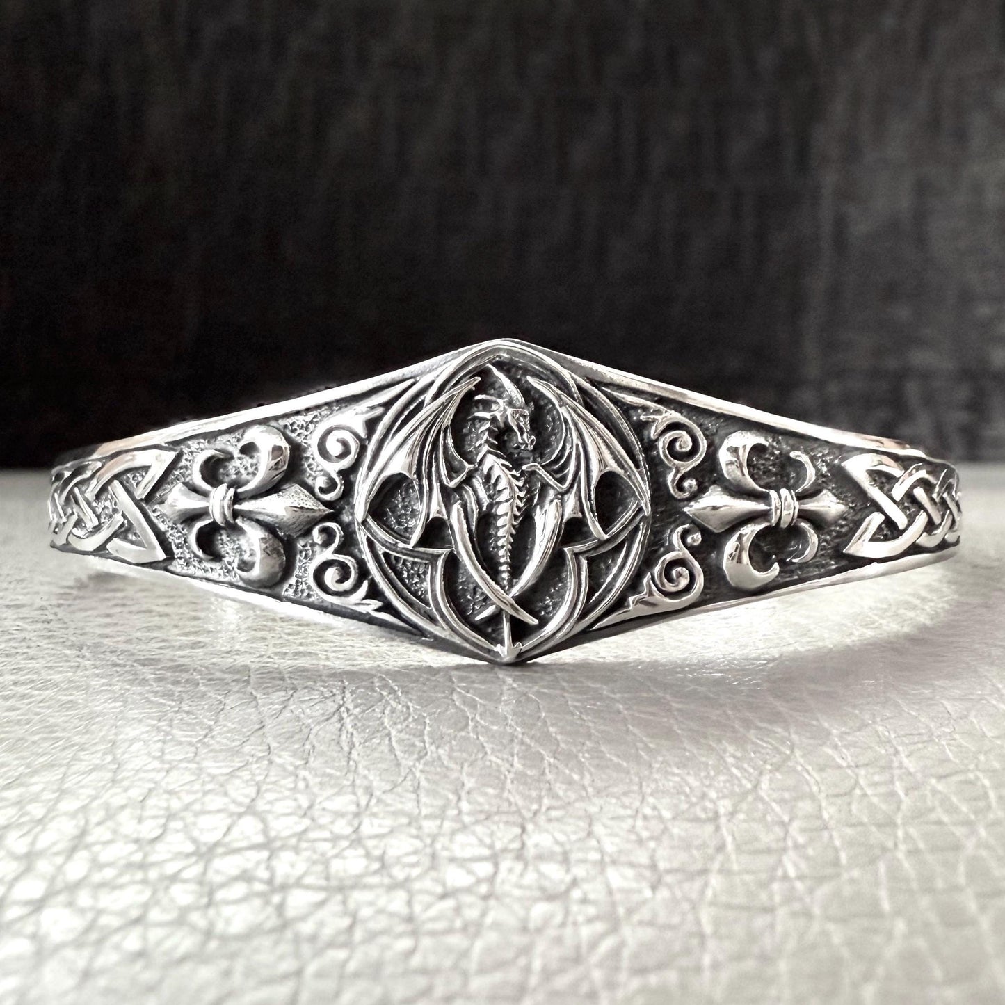 Handcrafted 925 Sterling Silver Dragon Bracelet Mythical Creature House of Dragon Wyvern Celtic Dragon Silver Jewelry Gift by VINTZ