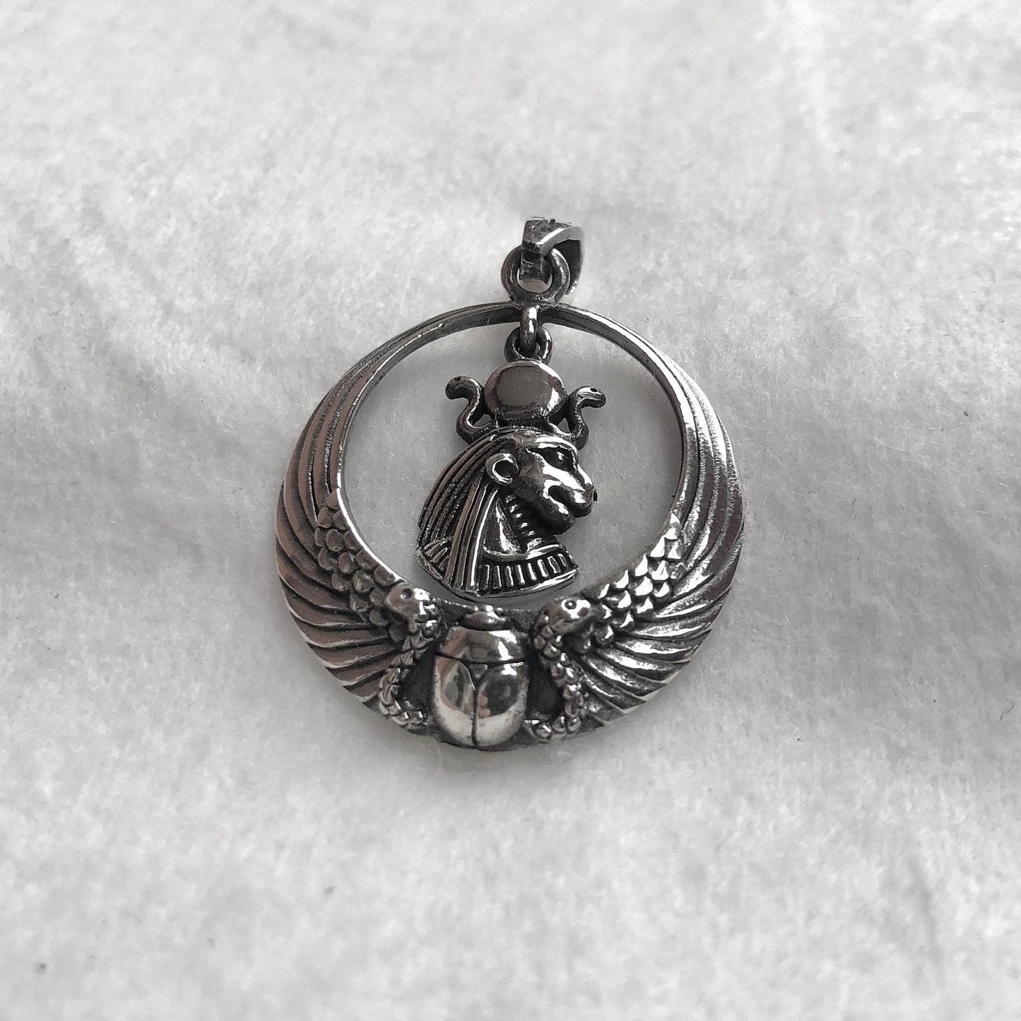 Handcrafted 925 Sterling Silver Sekhmet Egyptian Goddess Deity Amulet Pendant/Necklace Accessories Gift VINTZ