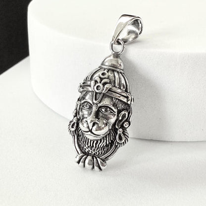 Handcrafted 925 Sterling Silver Hanuman Pendant Lord Maruti Ramayana Hindi Deity Monkey God Pendant/Necklace Silver Jewelry Gift by VINTZ