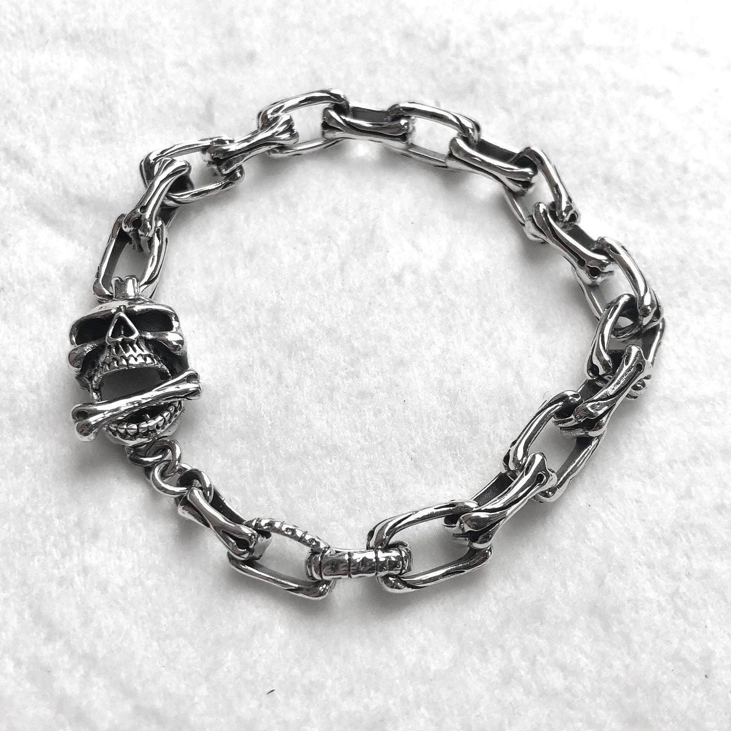 Skull Punk Skeleton Gothic Biker Chain Bracelet